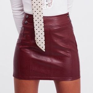 free people maroon leather skirt